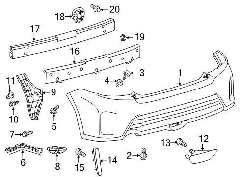 2016 Scion tC Rear Bumper Impact Bar Bracket Diagram for 52015-21010
