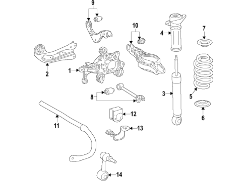 2019 Toyota C-HR Rear Suspension Components, Lower Control Arm, Upper Control Arm, Stabilizer Bar Bushings Diagram for 48818-F4010