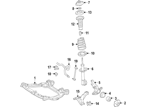 2001 Toyota Avalon Front Suspension Components, Lower Control Arm, Stabilizer Bar Stabilizer Bar Bracket Diagram for 48824-07010