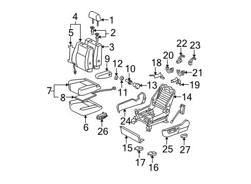 2006 Toyota Sequoia Power Seats Seat Adjust Assembly Diagram for 71120-0C010