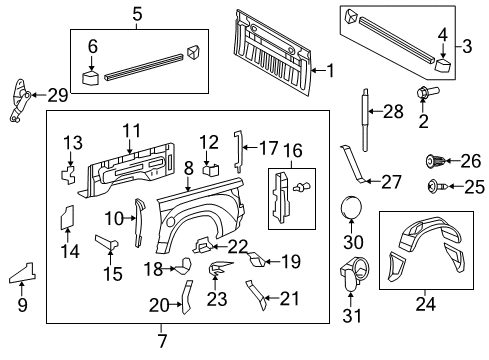 2015 Toyota Tundra Front & Side Panels Mount Grommet Diagram for 90189-06013