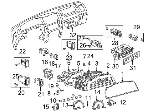 1999 Toyota 4Runner Cluster & Switches, Instrument Panel Rheostat Nut Diagram for 90170-09002