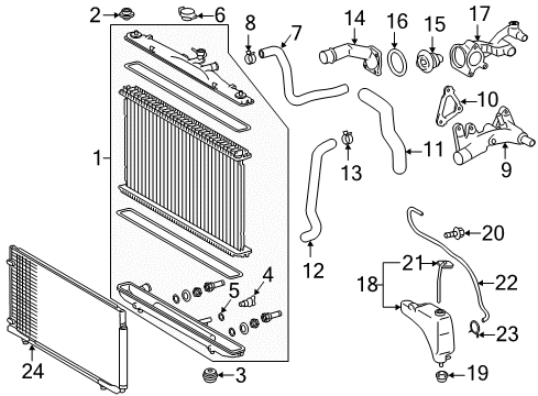 2014 Toyota Sienna Radiator & Components Water Outlet Diagram for 16331-31200