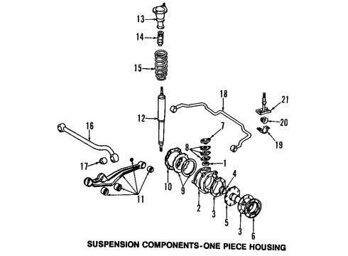 1995 Toyota Land Cruiser Front Suspension Components, Lower Control Arm, Upper Control Arm, Stabilizer Bar Cover Diagram for 43241-60040