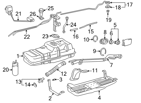 2002 Toyota 4Runner Fuel System Components Bracket Gasket Diagram for 77169-60010