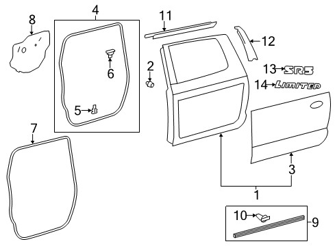 2014 Toyota Tundra Rear Door & Components, Exterior Trim Nameplate Diagram for 75455-0C070