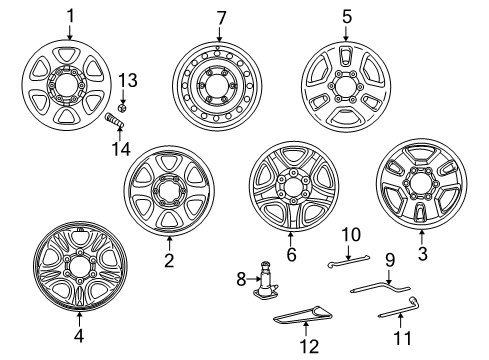 2001 Toyota 4Runner Wheels Crank Handle Diagram for 09116-35070