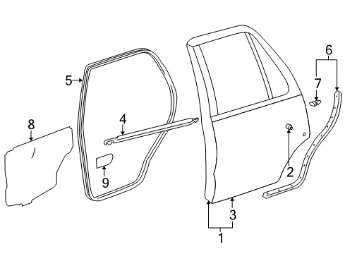 1997 Toyota 4Runner Rear Door Protector Diagram for 67857-35020