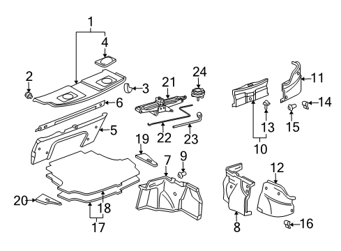 2001 Toyota Solara Interior Trim - Rear Body Rear Panel Trim Clip Diagram for 90467-09205
