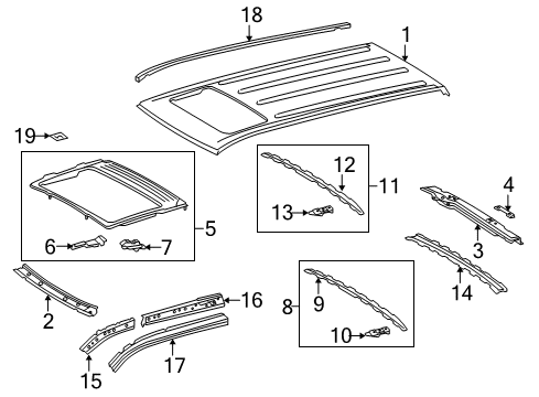 2016 Toyota Sequoia Roof & Components, Exterior Trim Sunroof Reinforcement Diagram for 63104-0C020