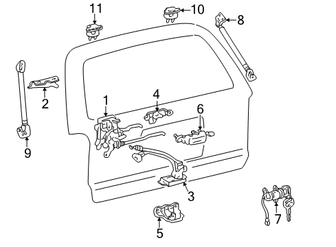 2002 Toyota 4Runner Lift Gate - Lock & Hardware Remote Control Diagram for 69690-35030