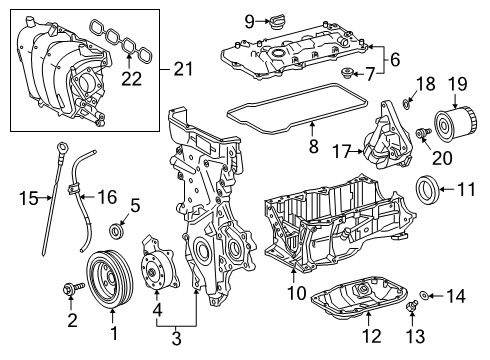 2020 Toyota Corolla Engine Parts, Mounts, Cylinder Head & Valves, Camshaft & Timing, Oil Pan, Oil Pump, Crankshaft & Bearings, Pistons, Rings & Bearings, Variable Valve Timing Oil Filter Housing O-Ring Diagram for 90301-A0034
