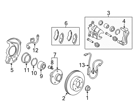 2013 Toyota Camry Front Brakes Dust Shield Diagram for 47781-06130