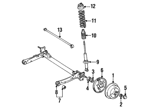 1993 Toyota Paseo Rear Axle, Suspension Components ABS Sensor Wire Diagram for 89545-16010