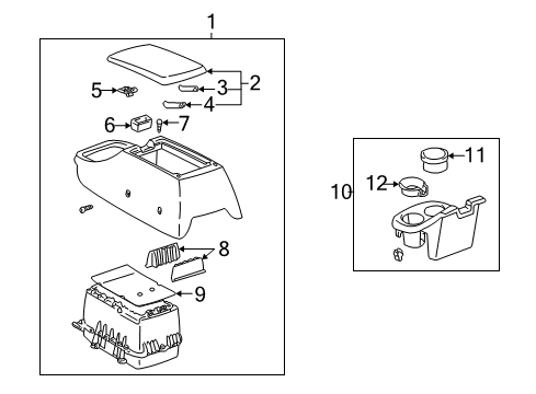 2005 Toyota Tundra Center Console Cup Holder Diagram for 58837-0C010