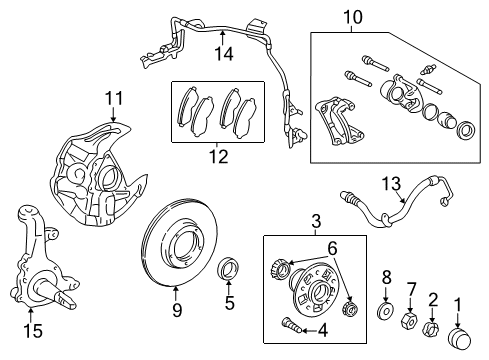 2002 Toyota Tacoma Front Brakes Grease Cap Diagram for 43514-35010-86