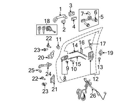 2008 Toyota Yaris Front Door Handle, Outside Diagram for 69211-12220-P0