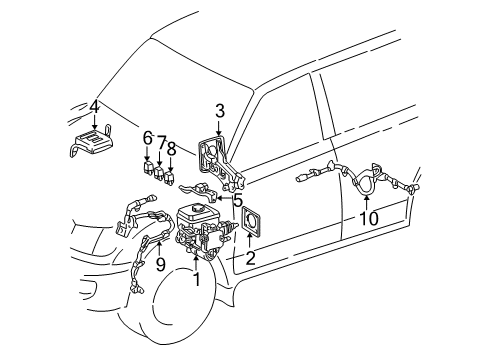 2000 Toyota Land Cruiser ABS Components Actuator Assembly Diagram for 47050-60041