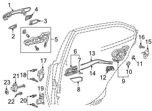 2021 Toyota Camry Lock & Hardware Upper Hinge Diagram for 68760-06010