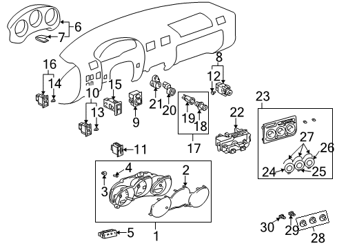 2003 Toyota MR2 Spyder Door & Components Instrument Light Rheostat Diagram for 84119-17050