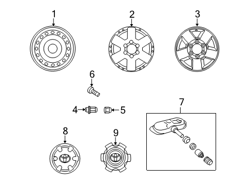 2009 Toyota FJ Cruiser Wheels, Covers & Trim Wheel, Alloy Diagram for 42611-35370