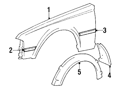 1985 Toyota Celica Fender & Components Fender Diagram for 53801-14650