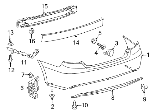 2017 Toyota Camry Rear Bumper Side Seal Diagram for 52592-06020