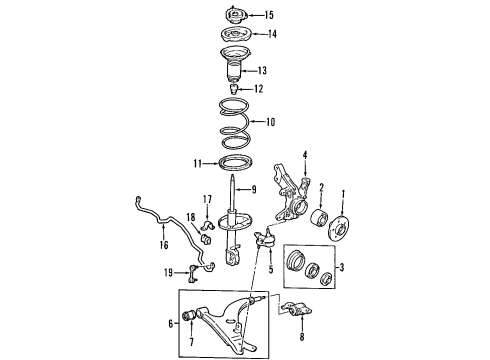 2003 Toyota RAV4 Front Suspension Components, Lower Control Arm, Stabilizer Bar Hub Diagram for 43502-42020