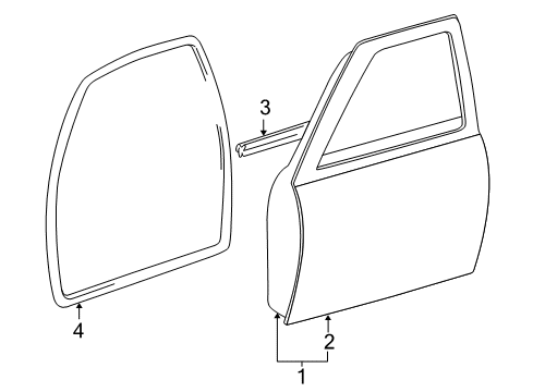 2004 Toyota Tacoma Front Door Outer Panel Diagram for 67111-04051