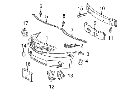 2010 Toyota Camry Front Bumper Hole Cover Diagram for 52127-06160