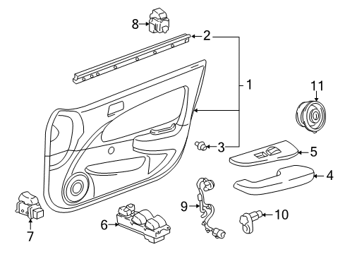 2001 Toyota Corolla Door & Components Armrest Diagram for 74220-02050-C0
