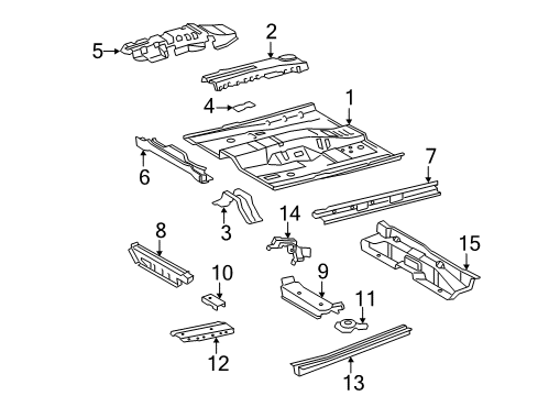2007 Toyota Camry Pillars, Rocker & Floor - Floor & Rails Rear Crossmember Diagram for 57605-33100