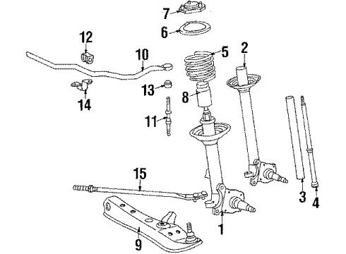 1986 Toyota Celica Front Suspension Components, Lower Control Arm, Stabilizer Bar Housing Diagram for 48021-14090