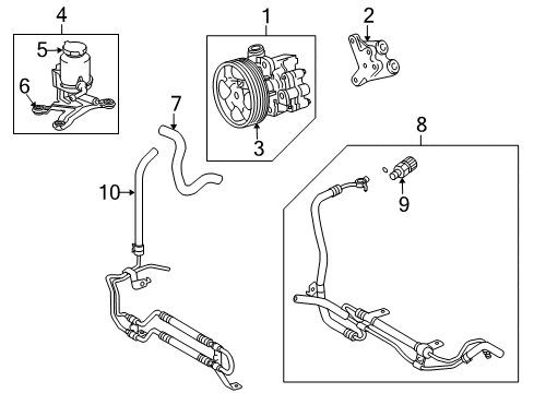 2008 Toyota Sequoia P/S Pump & Hoses, Steering Gear & Linkage Power Steering Pump Diagram for 44310-0C100