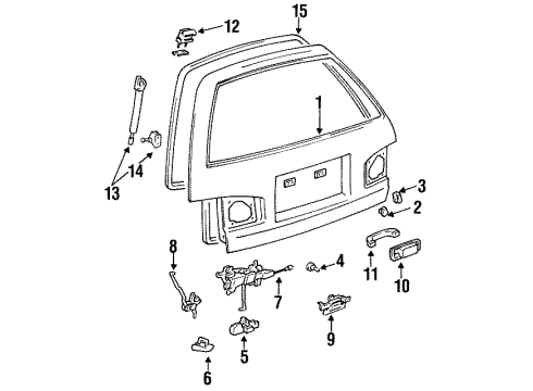 1993 Toyota Camry Gate & Hardware Lift Cylinder Diagram for 68950-09040