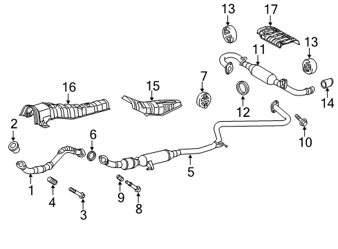 2011 Scion tC Exhaust Components Center Pipe Diagram for 17420-36070