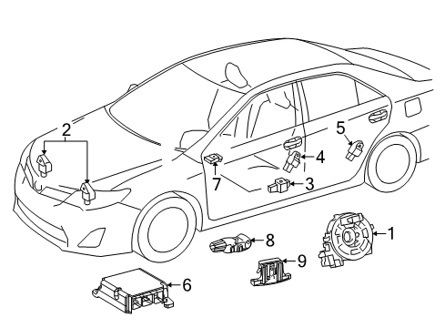 2019 Toyota Camry Air Bag Components Head Air Bag Diagram for 62180-33112
