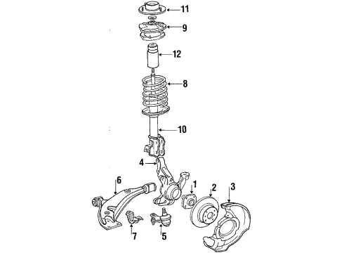 1988 Toyota Tercel Front Suspension Components, Lower Control Arm, Stabilizer Bar Ball Joint Diagram for 43330-19075
