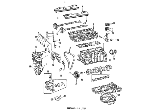 1996 Lexus SC300 Engine Parts, Mounts, Cylinder Head & Valves, Camshaft & Timing, Oil Pan, Oil Pump, Crankshaft & Bearings, Pistons, Rings & Bearings Oil Pan Diagram for 12102-46031