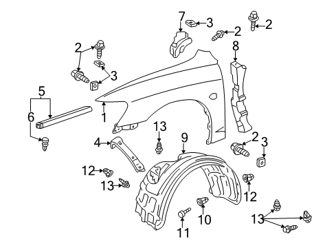 2003 Toyota Camry Fender & Components Fender Diagram for 53802-AA020