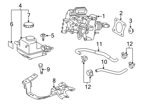 2012 Toyota Prius V Hydraulic System Reservoir Assembly Bolt Diagram for 91631-G0612