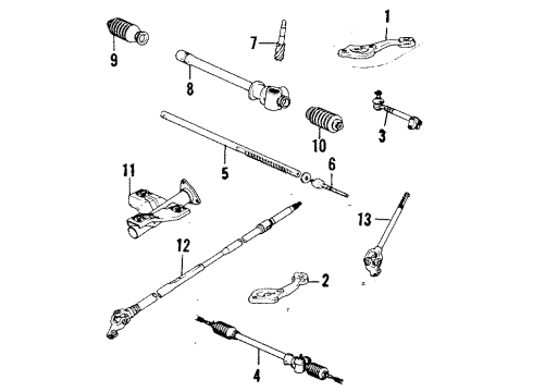 1984 Toyota Starlet Steering Column, Steering Wheel, Steering Gear & Linkage Tie Rod Assembly Diagram for 45503-19015