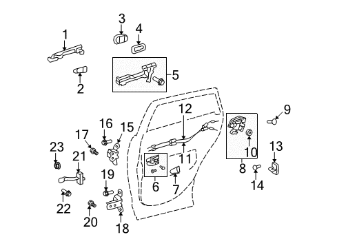 2013 Toyota Venza Rear Door Handle, Outside Diagram for 69210-0T030-C1