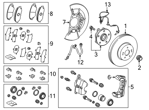 2018 Toyota Camry Front Brakes Caliper Support Diagram for 47722-06321