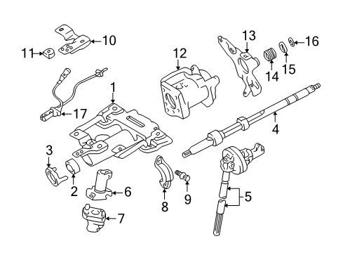 2001 Toyota Tundra Steering Column, Steering Wheel & Trim Shaft, Steering Intermediate Diagram for 45221-0C020