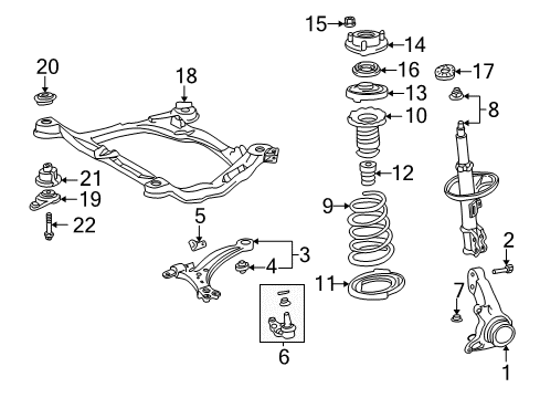 2000 Toyota Sienna Front Suspension Components, Lower Control Arm, Stabilizer Bar Engine Cradle Insulator Diagram for 52215-33030