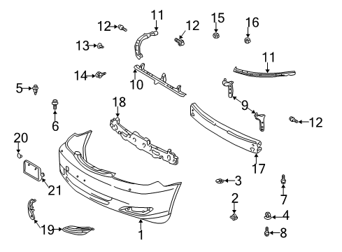 2006 Toyota Camry Front Bumper License Bracket Diagram for 75111-33020