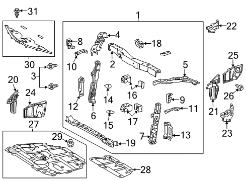 2014 Toyota Prius V Radiator Support, Splash Shields Mount Plate Bracket Diagram for 52143-47010