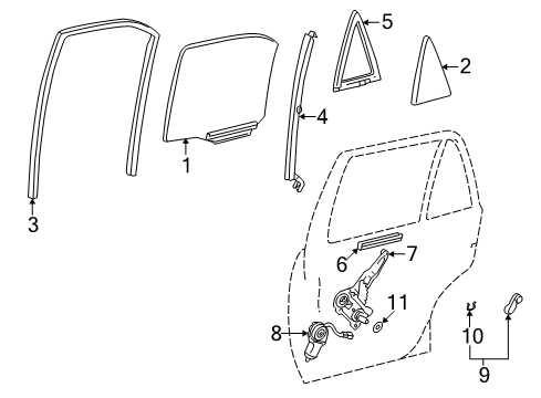 2001 Toyota Corolla Rear Door Bar Sub-Assy, Rear Door Window Division, RH Diagram for 67407-12250
