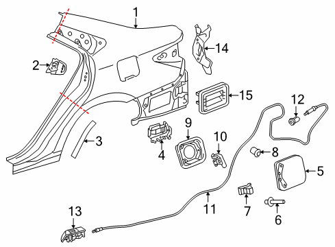 2017 Toyota Camry Quarter Panel & Components Release Cable Diagram for 77035-06181